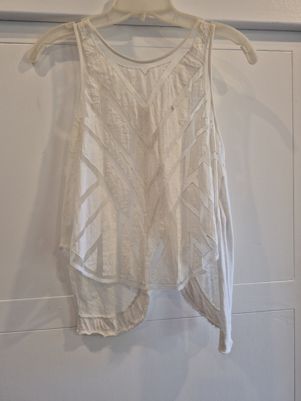 Cotton Free People White Cutout Overlay Sleeveless Tank